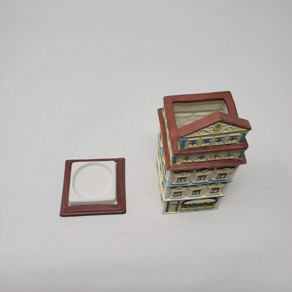 Vintage VTG Partylite Cafe Prague Tealight House Ceramic New in Box 6.25” Tall - Picture 6 of 14